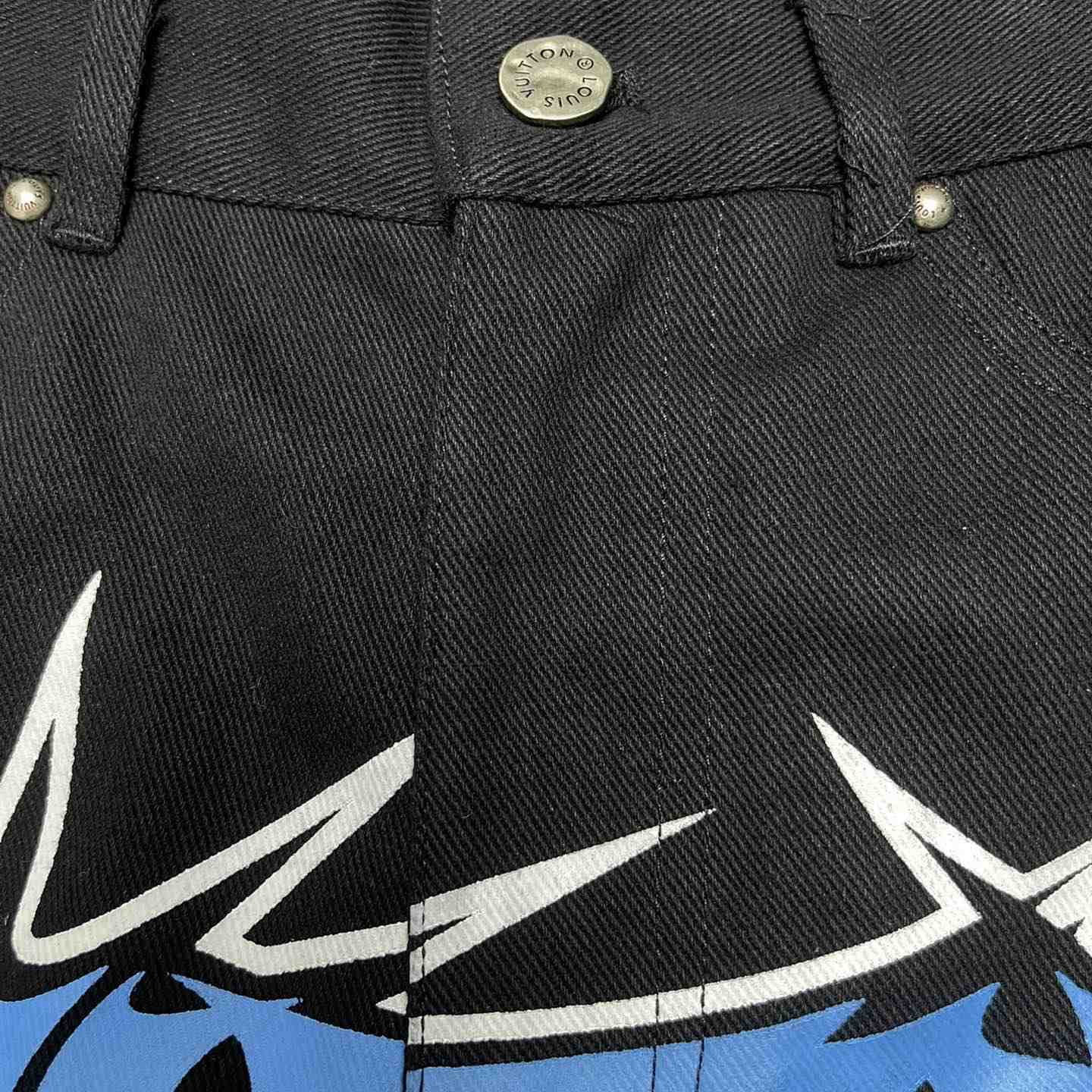 Louis Vuitton 1ABJ7P Printed Denim Pants , Black, 33