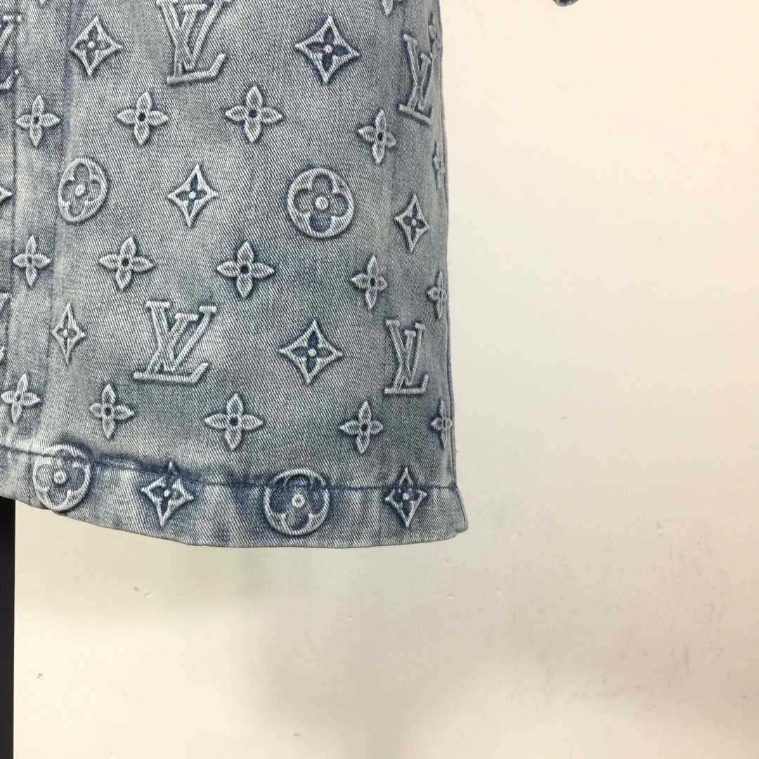Louis Vuitton 1ABLDH Short-sleeved Denim Workwear Shirt , Blue, XL