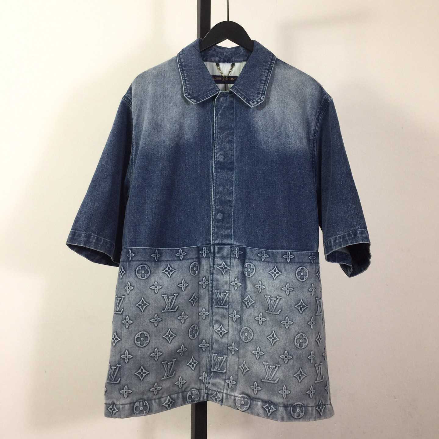 Louis Vuitton Short-sleeved Denim Workwear Shirt 1ABLDH, Blue, Please Contact Seller for Other Sizes