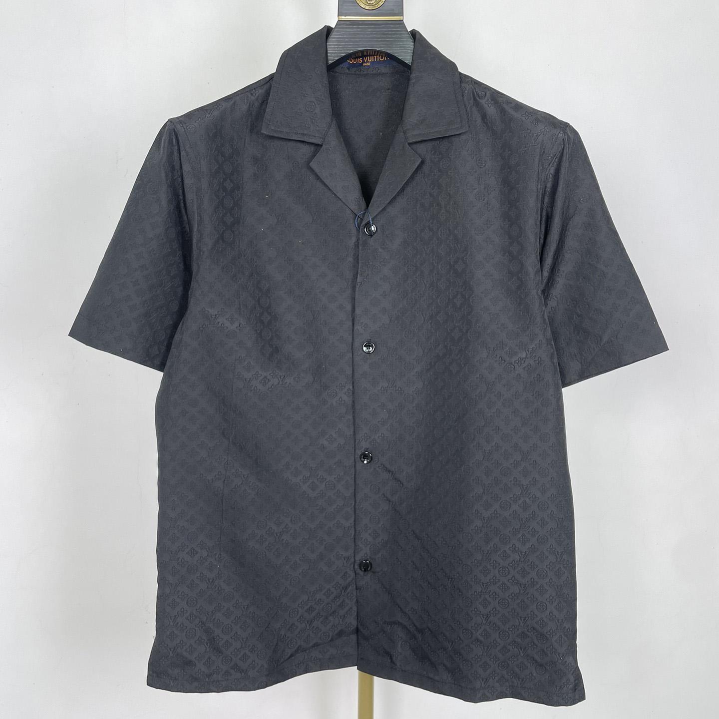 Louis Vuitton Monogram Silk Short-sleeved Shirt 1ABJLV, Blue, M