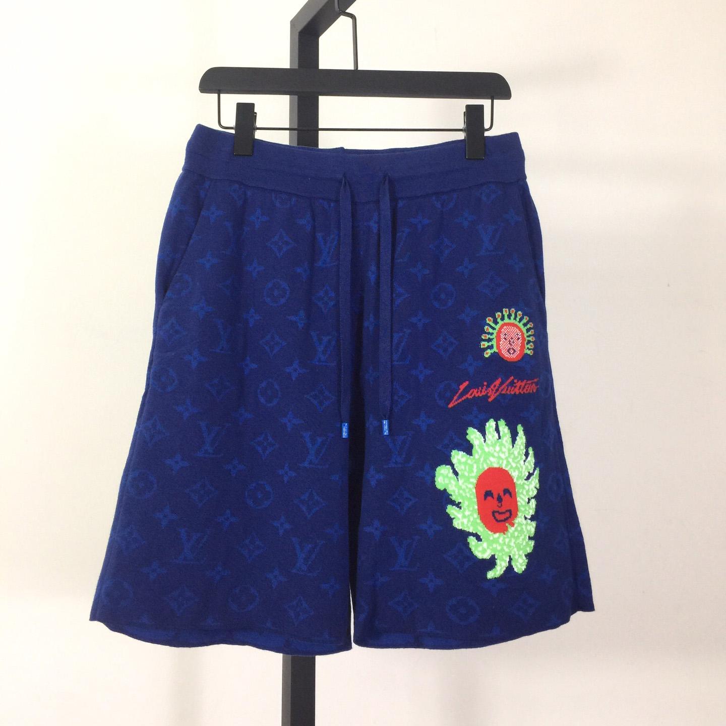 LV x YK Monogram Faces Knitted Shorts - Luxury Blue