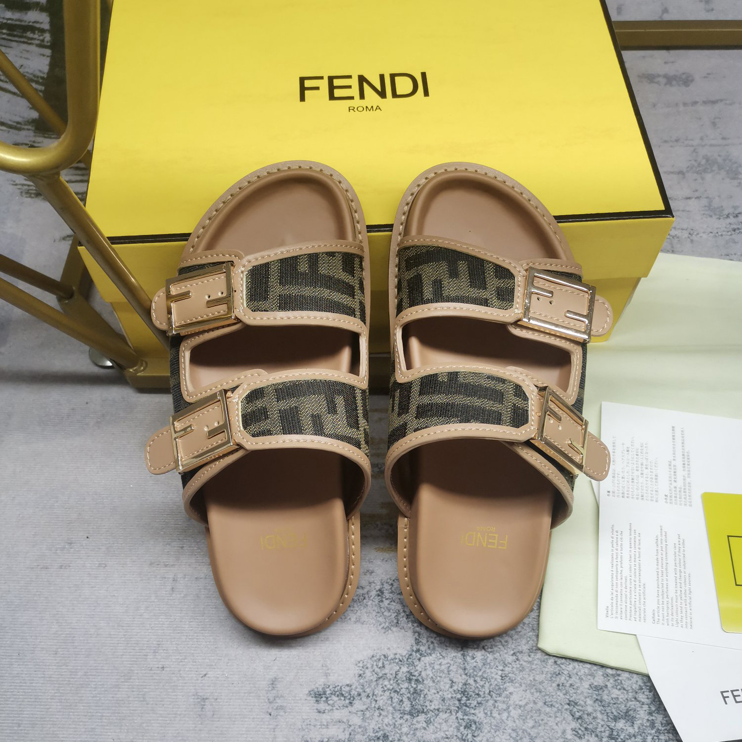 Fendi Feel Sandals Fabric Black