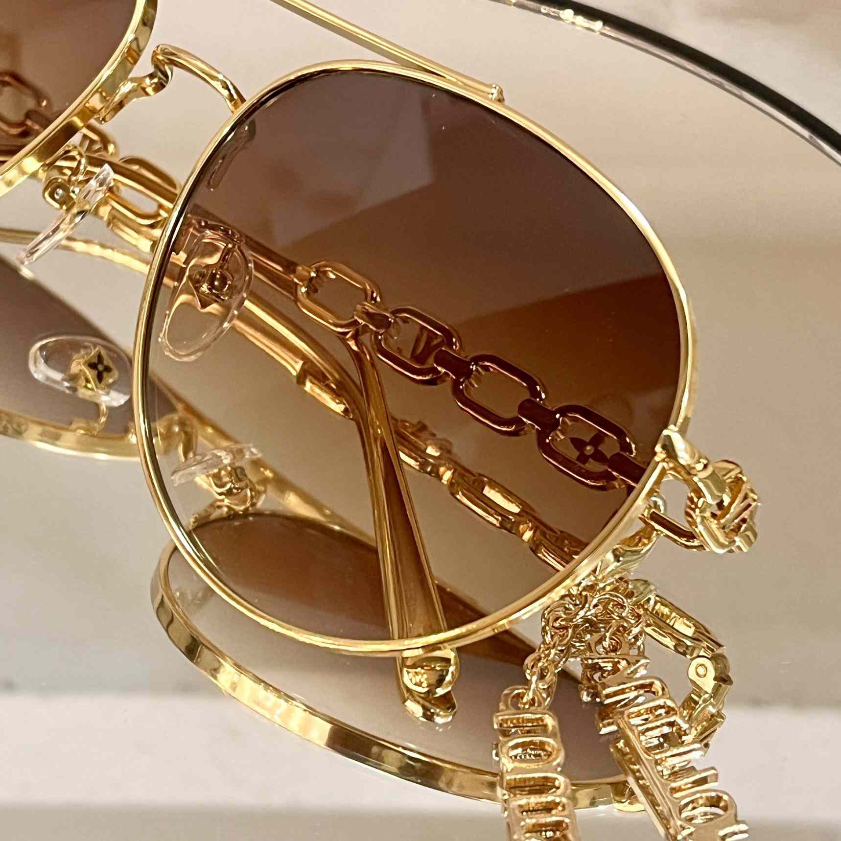 Louis Vuitton Gold/Brown Z1539W My LV Chain Pilot Sunglasses Louis Vuitton